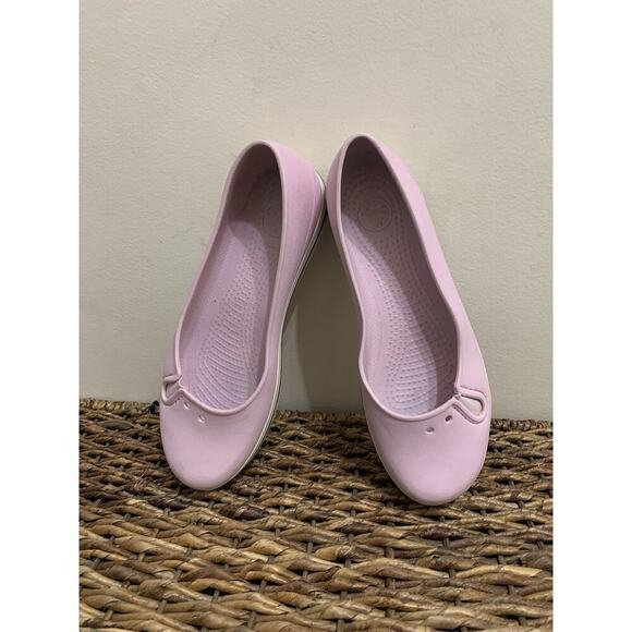 Crocs Women Sz 8 Pink Ballerina, Flat Synthetic Shoes Slip On - Picture 1 of 7